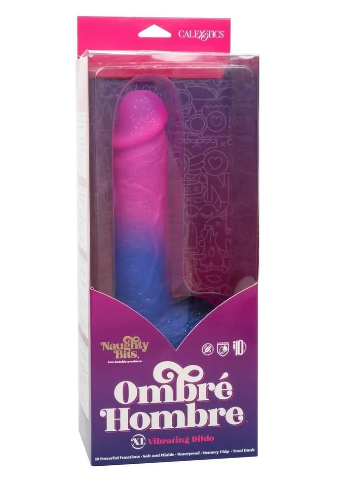 Naughty Bits Ombre Hombre XL Rechargeable Silicone Vibrating Dildo Naughty Bits Female Sex Toys