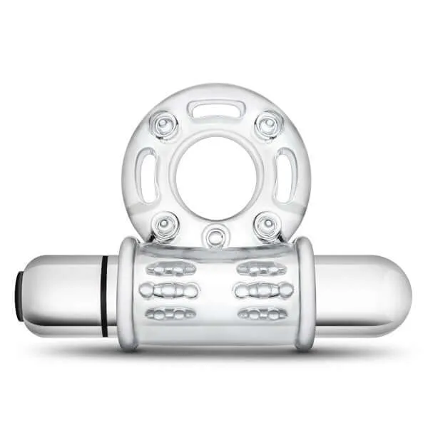 Stay Hard 10 Function Vibrating Mega Bull Ring Clear Blush Novelties Male Sex Toys