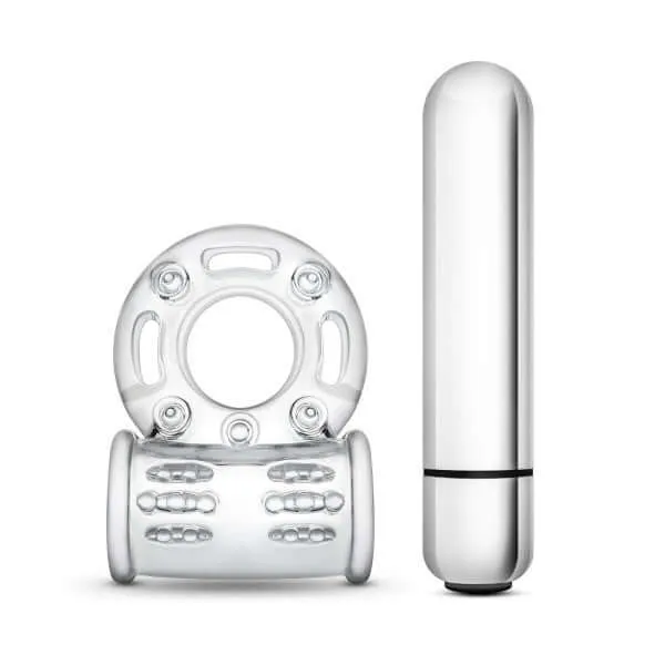Stay Hard 10 Function Vibrating Mega Bull Ring Clear Blush Novelties Male Sex Toys