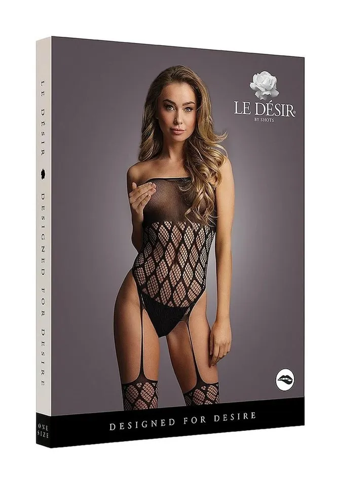 Le Desir Strapless Crotchless Teddy with Stocking Le Desir Male Sex Toys
