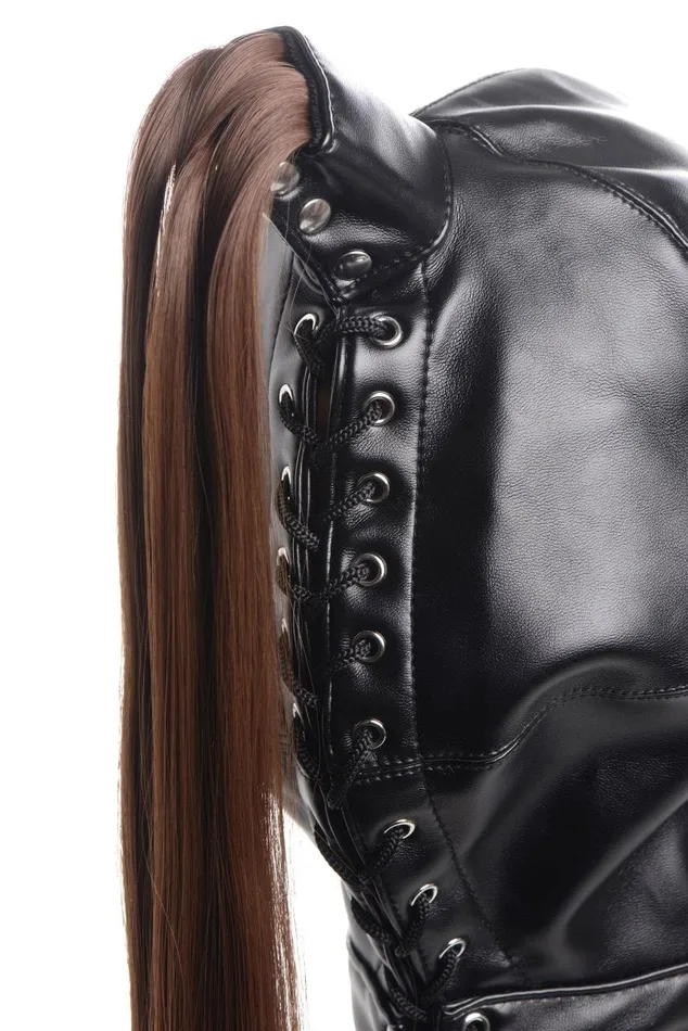 Ponytail Bondage Hood Black XR Brands Strict Anal Ponytail Bondage Hood Black XR Brands Strict Anal